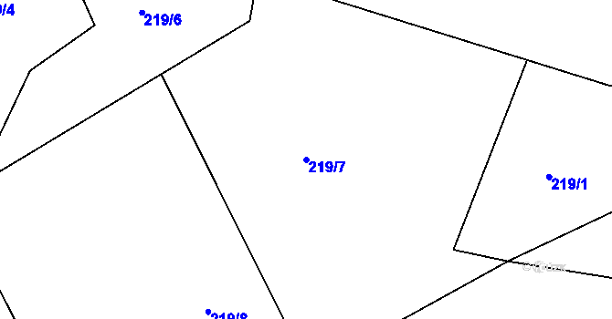 Parcela st. 219/7 v KÚ Prostřední Bečva, Katastrální mapa