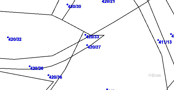 Parcela st. 420/27 v KÚ Prostřední Bečva, Katastrální mapa