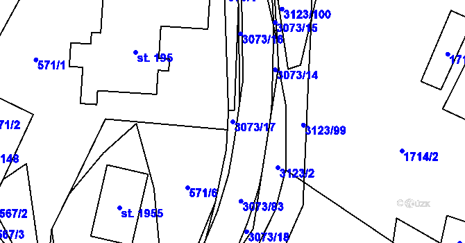 Parcela st. 3073/17 v KÚ Prostřední Bečva, Katastrální mapa
