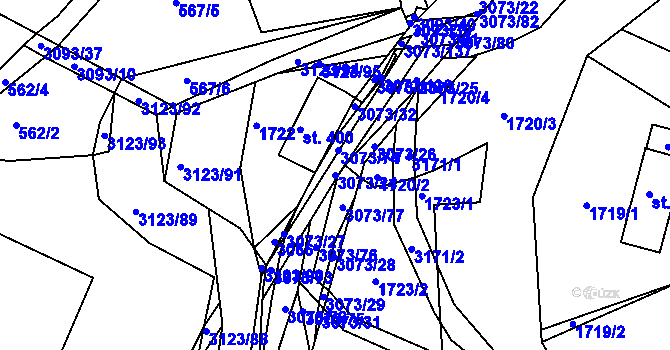 Parcela st. 3073/24 v KÚ Prostřední Bečva, Katastrální mapa