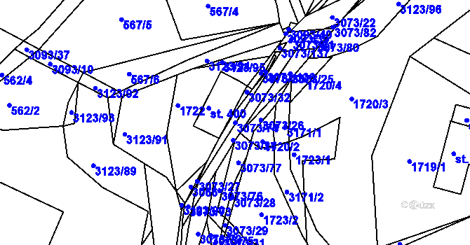 Parcela st. 3073/74 v KÚ Prostřední Bečva, Katastrální mapa