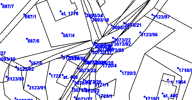 Parcela st. 3073/79 v KÚ Prostřední Bečva, Katastrální mapa