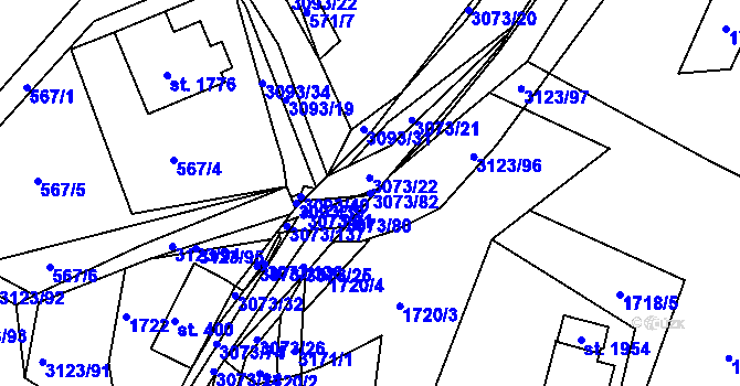 Parcela st. 3073/82 v KÚ Prostřední Bečva, Katastrální mapa