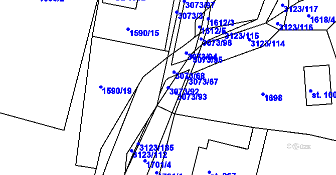 Parcela st. 3073/92 v KÚ Prostřední Bečva, Katastrální mapa