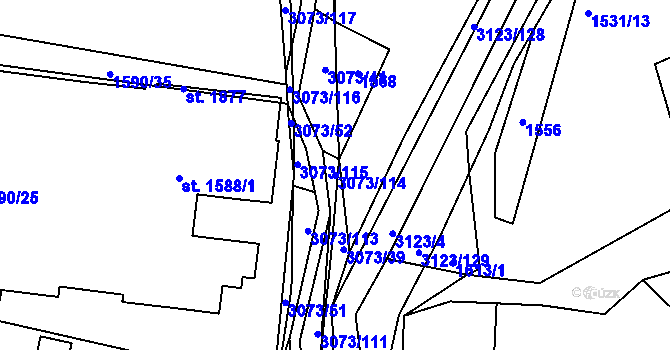 Parcela st. 3073/114 v KÚ Prostřední Bečva, Katastrální mapa