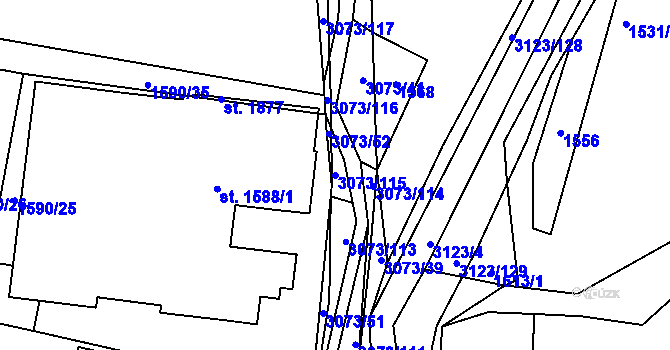 Parcela st. 3073/115 v KÚ Prostřední Bečva, Katastrální mapa
