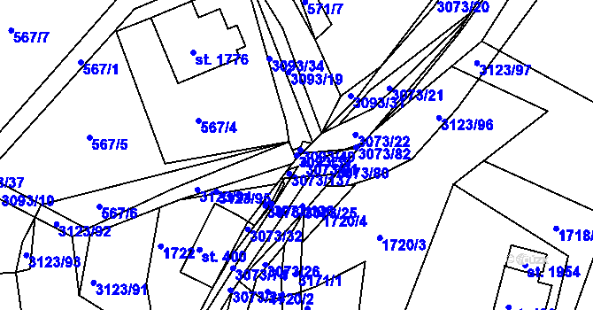 Parcela st. 3093/39 v KÚ Prostřední Bečva, Katastrální mapa
