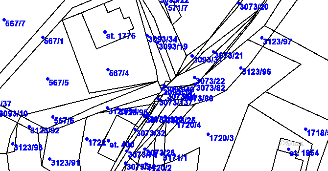Parcela st. 3093/40 v KÚ Prostřední Bečva, Katastrální mapa