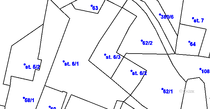 Parcela st. 6/3 v KÚ Prostřední Lhota, Katastrální mapa