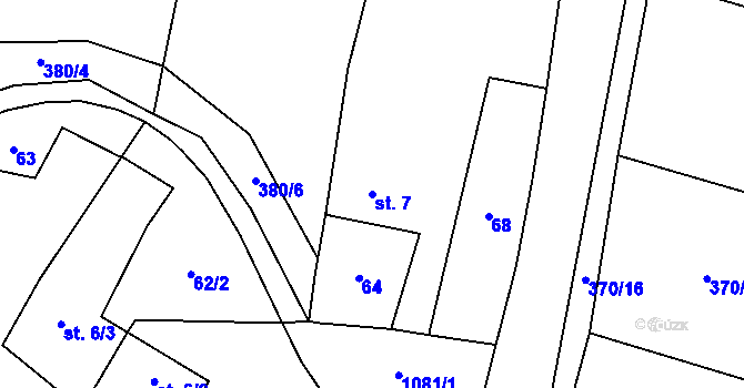 Parcela st. 7 v KÚ Prostřední Lhota, Katastrální mapa