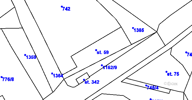 Parcela st. 59 v KÚ Prostřední Lhota, Katastrální mapa