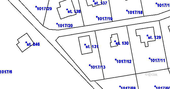Parcela st. 131 v KÚ Prostřední Lhota, Katastrální mapa