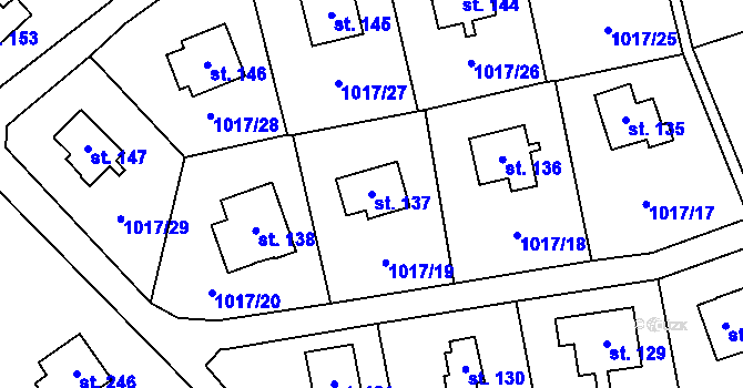 Parcela st. 137 v KÚ Prostřední Lhota, Katastrální mapa