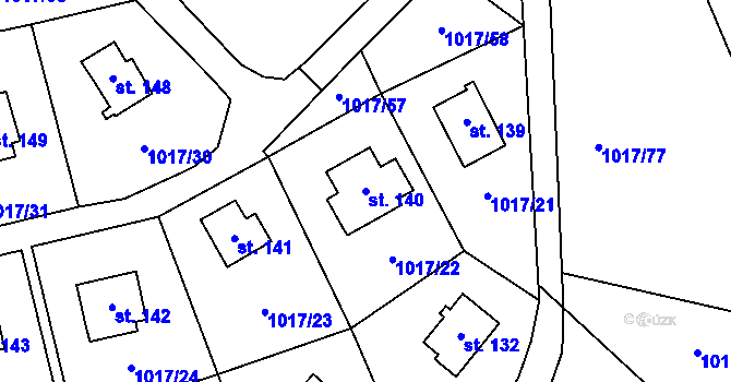 Parcela st. 140 v KÚ Prostřední Lhota, Katastrální mapa