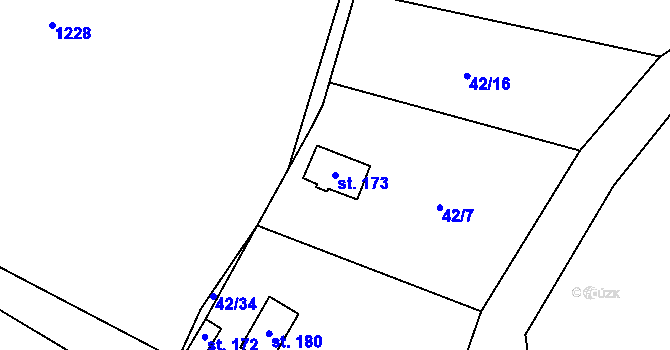 Parcela st. 173 v KÚ Prostřední Lhota, Katastrální mapa