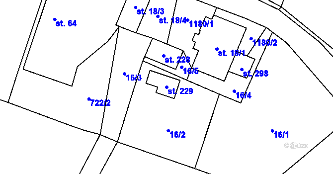 Parcela st. 229 v KÚ Prostřední Lhota, Katastrální mapa