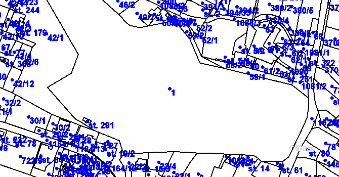 Parcela st. 1 v KÚ Prostřední Lhota, Katastrální mapa