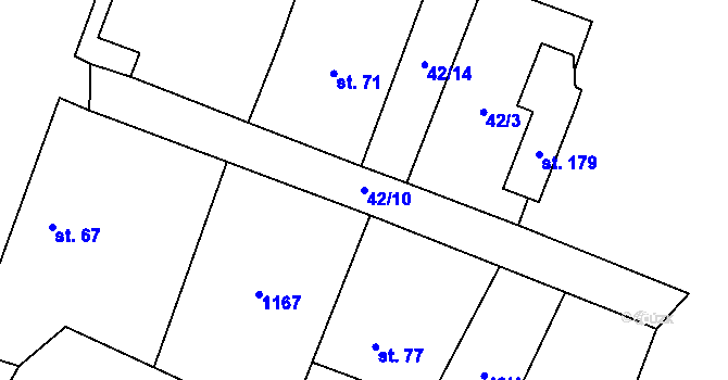 Parcela st. 42/10 v KÚ Prostřední Lhota, Katastrální mapa
