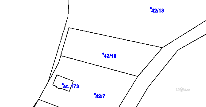 Parcela st. 42/16 v KÚ Prostřední Lhota, Katastrální mapa