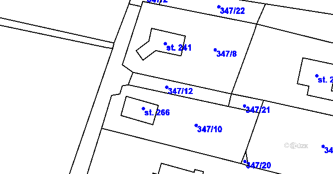 Parcela st. 347/12 v KÚ Prostřední Lhota, Katastrální mapa