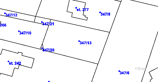 Parcela st. 347/13 v KÚ Prostřední Lhota, Katastrální mapa