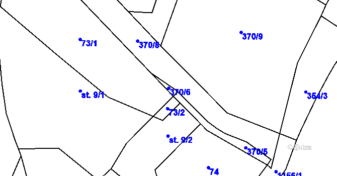 Parcela st. 370/6 v KÚ Prostřední Lhota, Katastrální mapa