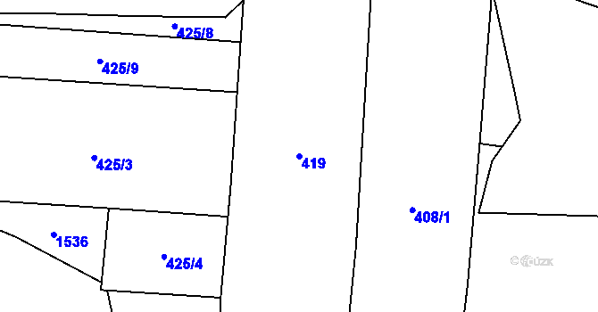 Parcela st. 419 v KÚ Prostřední Lhota, Katastrální mapa