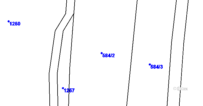 Parcela st. 584/2 v KÚ Prostřední Lhota, Katastrální mapa