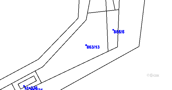 Parcela st. 863/13 v KÚ Prostřední Lhota, Katastrální mapa