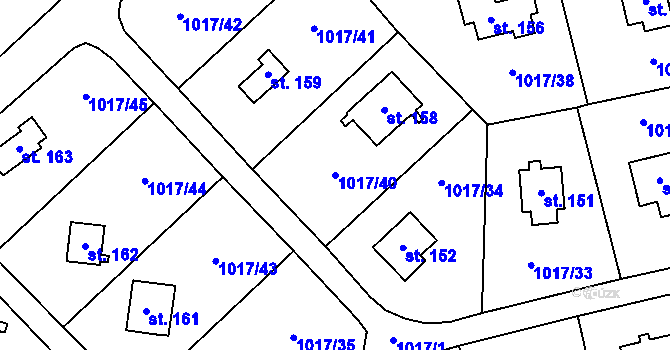 Parcela st. 1017/40 v KÚ Prostřední Lhota, Katastrální mapa