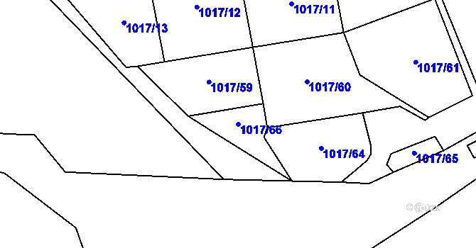 Parcela st. 1017/66 v KÚ Prostřední Lhota, Katastrální mapa