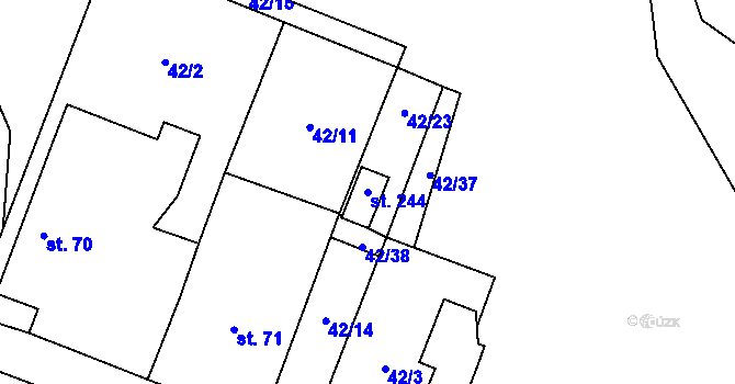 Parcela st. 244 v KÚ Prostřední Lhota, Katastrální mapa