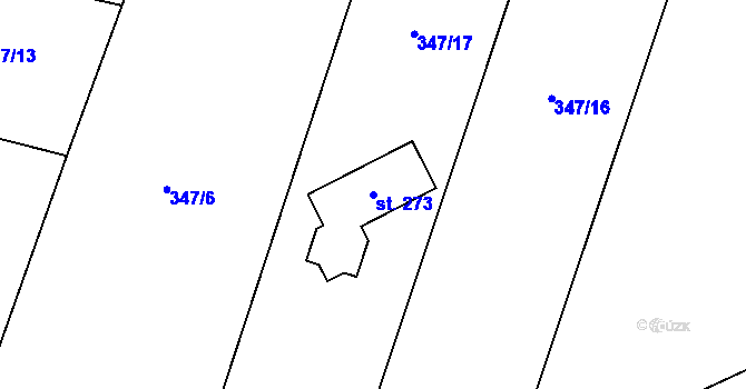 Parcela st. 273 v KÚ Prostřední Lhota, Katastrální mapa