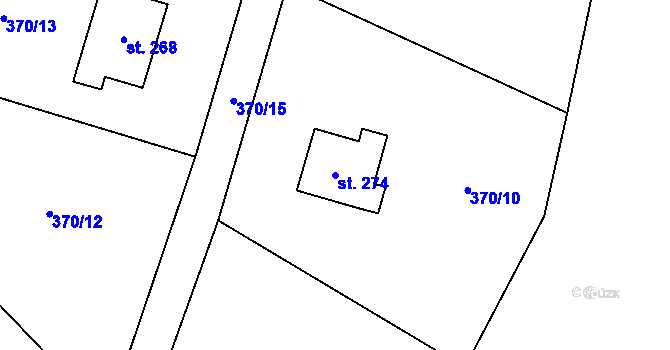 Parcela st. 274 v KÚ Prostřední Lhota, Katastrální mapa