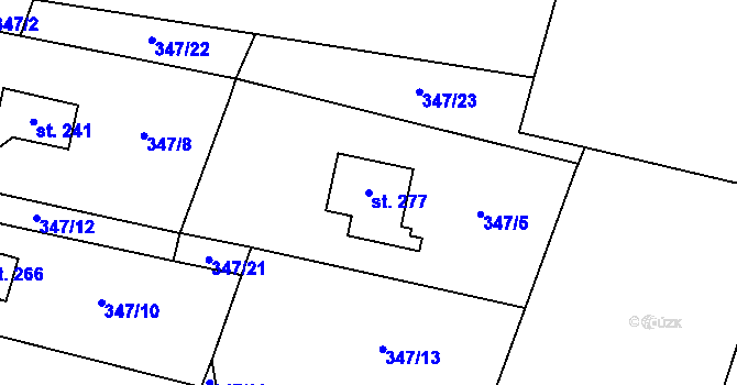 Parcela st. 277 v KÚ Prostřední Lhota, Katastrální mapa