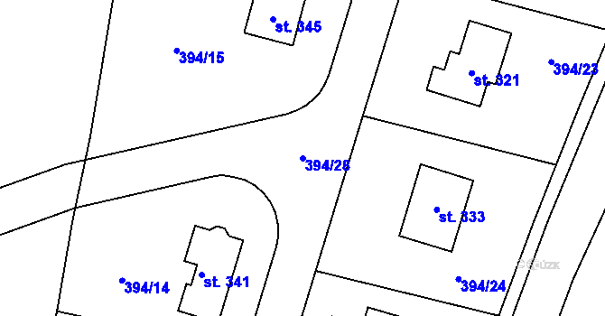 Parcela st. 394/28 v KÚ Prostřední Lhota, Katastrální mapa