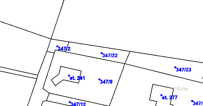 Parcela st. 347/22 v KÚ Prostřední Lhota, Katastrální mapa
