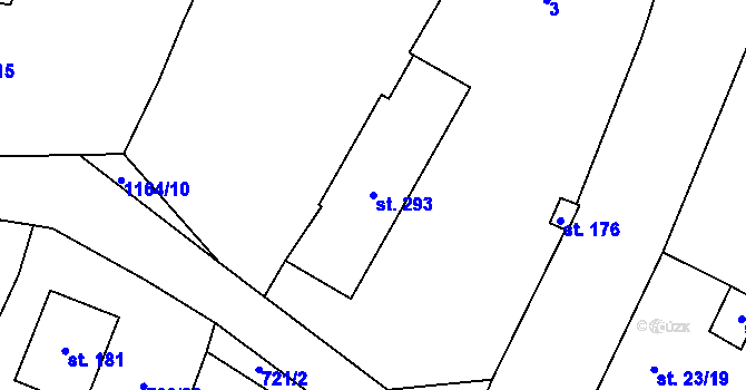 Parcela st. 293 v KÚ Prostřední Lhota, Katastrální mapa