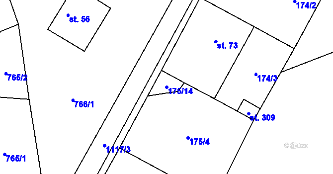 Parcela st. 175/14 v KÚ Prostřední Lhota, Katastrální mapa