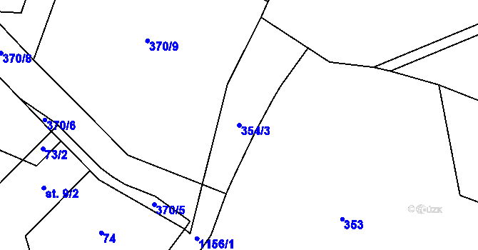 Parcela st. 354/3 v KÚ Prostřední Lhota, Katastrální mapa