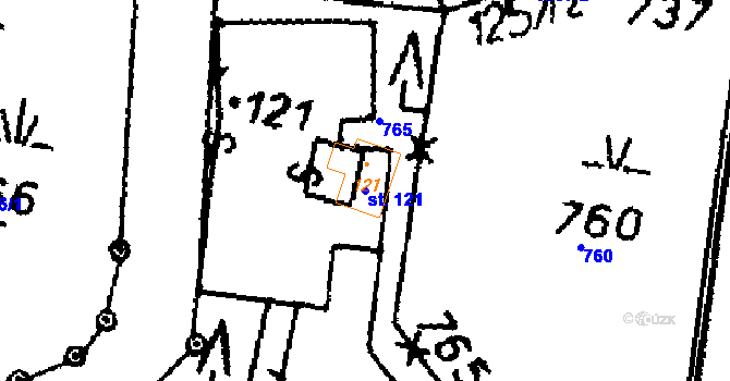 Parcela st. 121 v KÚ Heřmanice u Králík, Katastrální mapa