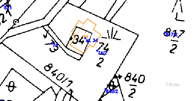 Parcela st. 74/2 v KÚ Heřmanice u Králík, Katastrální mapa