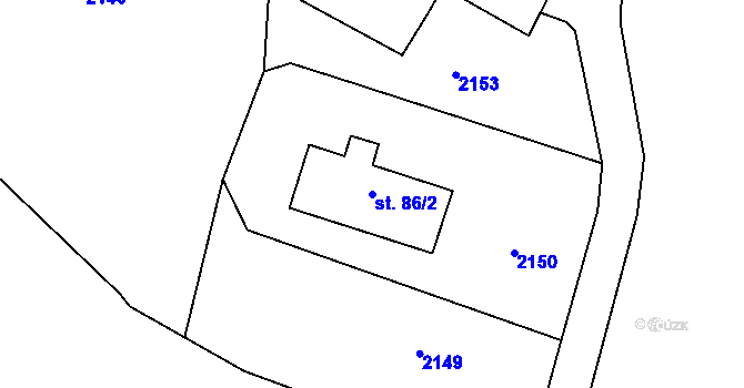 Parcela st. 86/2 v KÚ Prostřední Lipka, Katastrální mapa