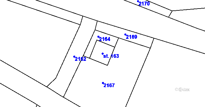 Parcela st. 163 v KÚ Prostřední Lipka, Katastrální mapa