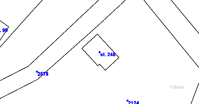Parcela st. 248 v KÚ Prostřední Lipka, Katastrální mapa