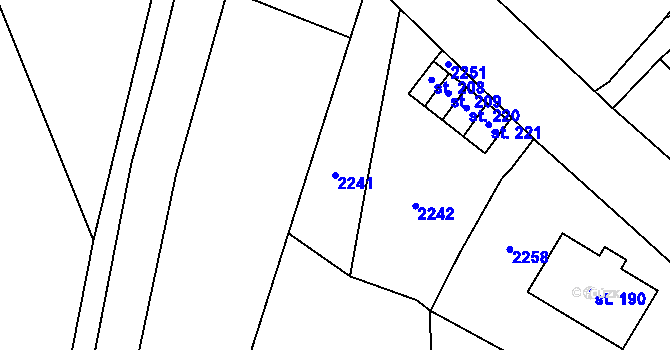 Parcela st. 2241 v KÚ Prostřední Lipka, Katastrální mapa