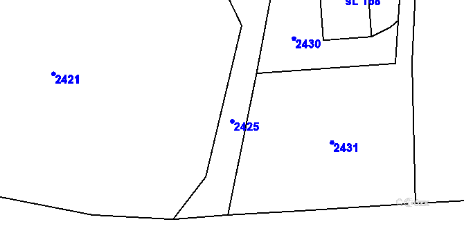 Parcela st. 2425 v KÚ Prostřední Lipka, Katastrální mapa