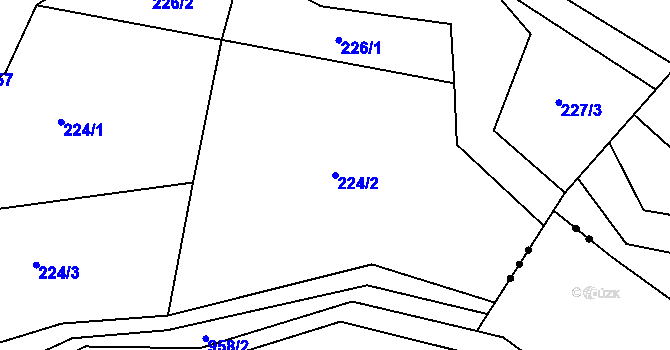Parcela st. 224/2 v KÚ Prostřední Poříčí, Katastrální mapa