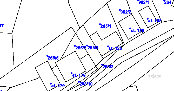 Parcela st. 265/3 v KÚ Prostřední Poříčí, Katastrální mapa