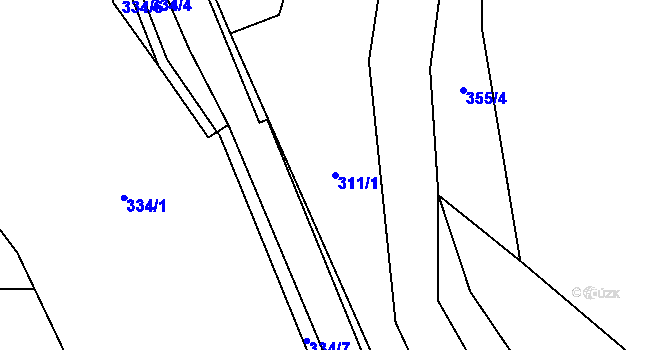 Parcela st. 311/1 v KÚ Prostřední Poříčí, Katastrální mapa